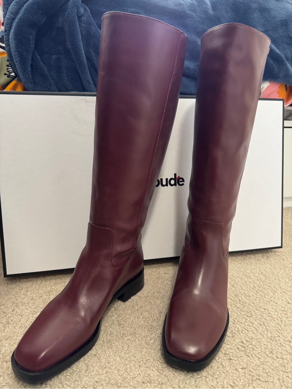 Larroude Women's Tall Riding Boots - Burgundy - Picture 2 of 12